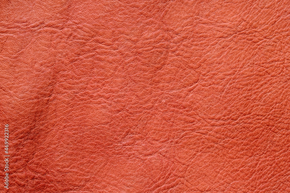 Fototapeta premium Light brown orange genuine full grain leather texture