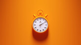 Orange Stopwatch Time Clock Alarm Watch White Face Timer Orange Background 3d illustration render