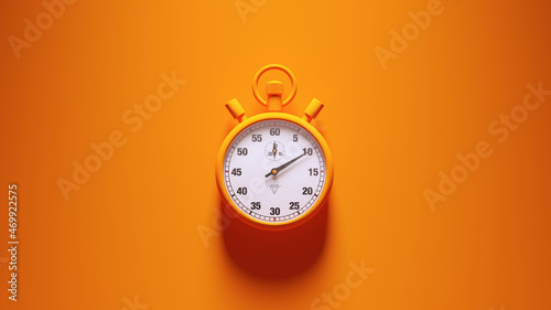 Orange Stopwatch Time Clock Alarm Watch White Face Timer Orange Background 3d illustration render photo