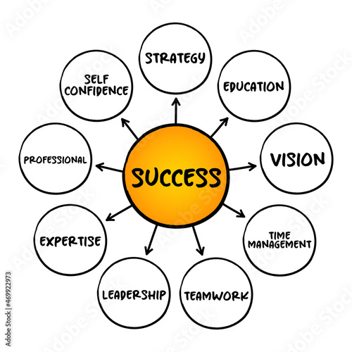 Success - state or condition of meeting a defined range of expectations, mind map concept for presentations and reports