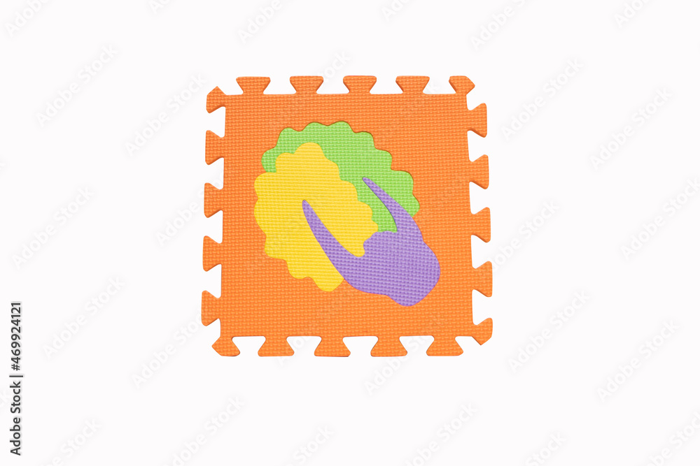 Jigsaw Napa cabbage vegetable multicolor foam puzzle pieces. Yoga mat