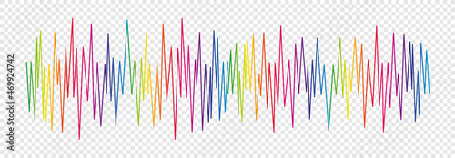 Rainbow colors sound wave on transparent background