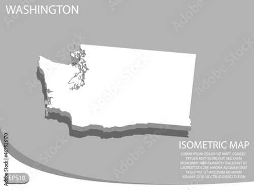 white isometric map of Washington elements gray background for concept map easy to edit and customize. eps 10