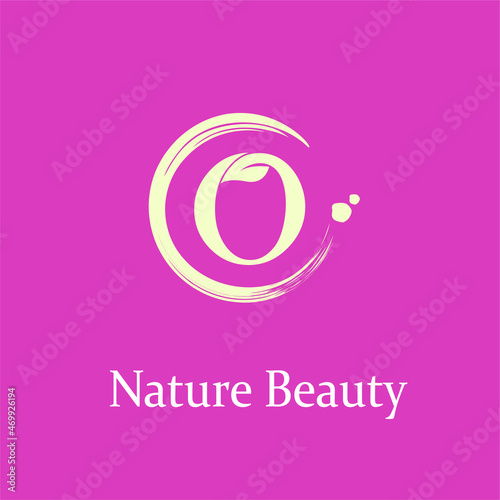  Initial Letter o with Leaf and Circle Brush Splash for Feminine Nature Beauty Spa Aesthetic Salon, farmer, plantation Business Logo Idea