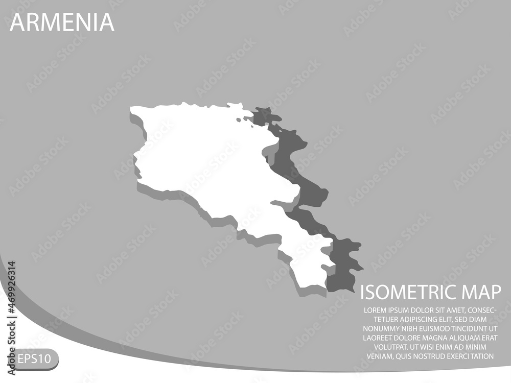 white isometric map of Armenia elements gray background for concept map easy to edit and customize. eps 10