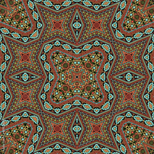 Mexican endless pattern vector design. Damask geometric texture. Textile print in ethnic style.
