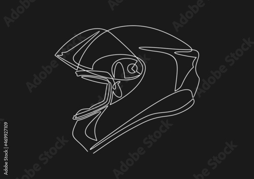 Motorcycle helmet icon. Biking sport sign. continuous line drawing