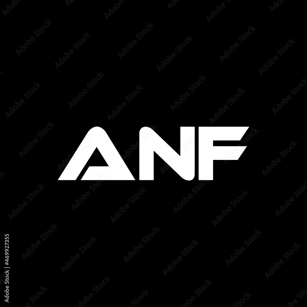 ANF letter logo design with black background in illustrator, vector logo modern alphabet font overlap style. calligraphy designs for logo, Poster, Invitation, etc.