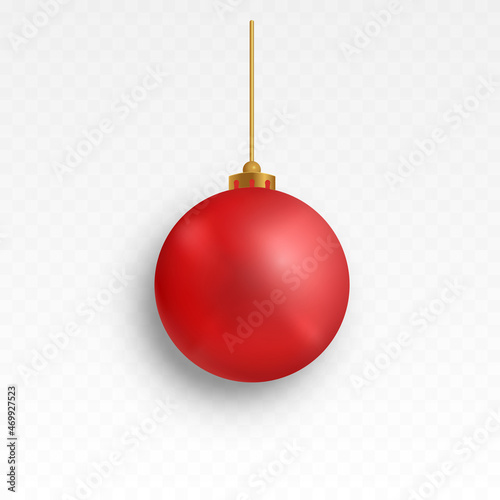 Vector toy for the Christmas tree on an isolated transparent background. Ball on the tree png, red ball. Christmas decoration, decoration.