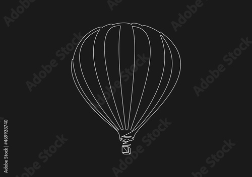 Hot air balloon sign. Continuous line drawing icon. Vector illustration
