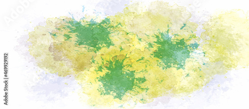 Abstract watercolor hand painted background. abstract watercolor summer blob | Creative yellow and greenery color illustration with blots on white background