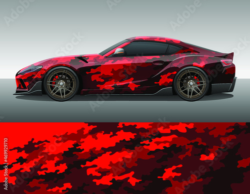 Camouflage car texture template for vinyl wrap and decal print. Classic camo military ornament.