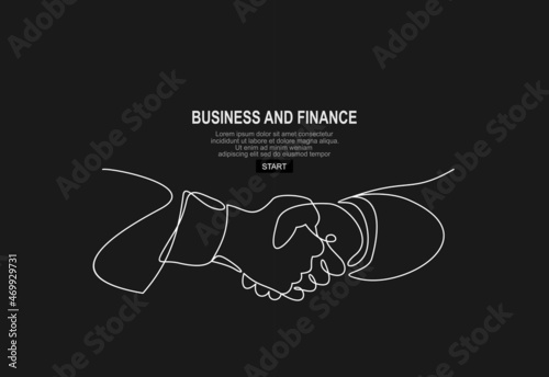 Handshake continuous line vector drawing. Business agreement vector concept
