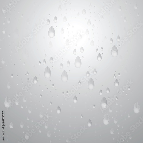 Water drops isolated on gray background. For web site, poster, placard and wallpaper. Creative modern concept, vector illustration 