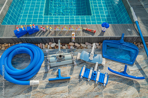 Swimming pool cleaning equipment.Service and maintenance of the pool.
