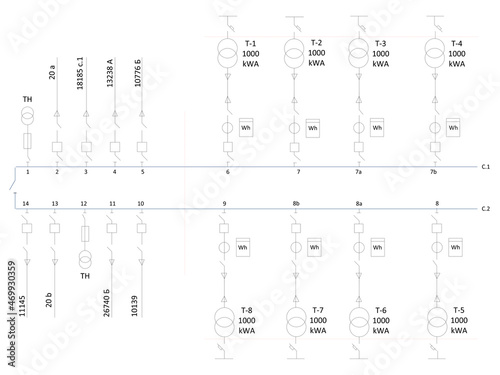 Electric wiring diagram for power transformers	