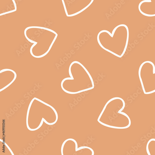 Gender neutral love heart seamless vector background. Simple whimsical romantic 2 tone pattern. Kids nursery wallpaper or scandi all over print. 