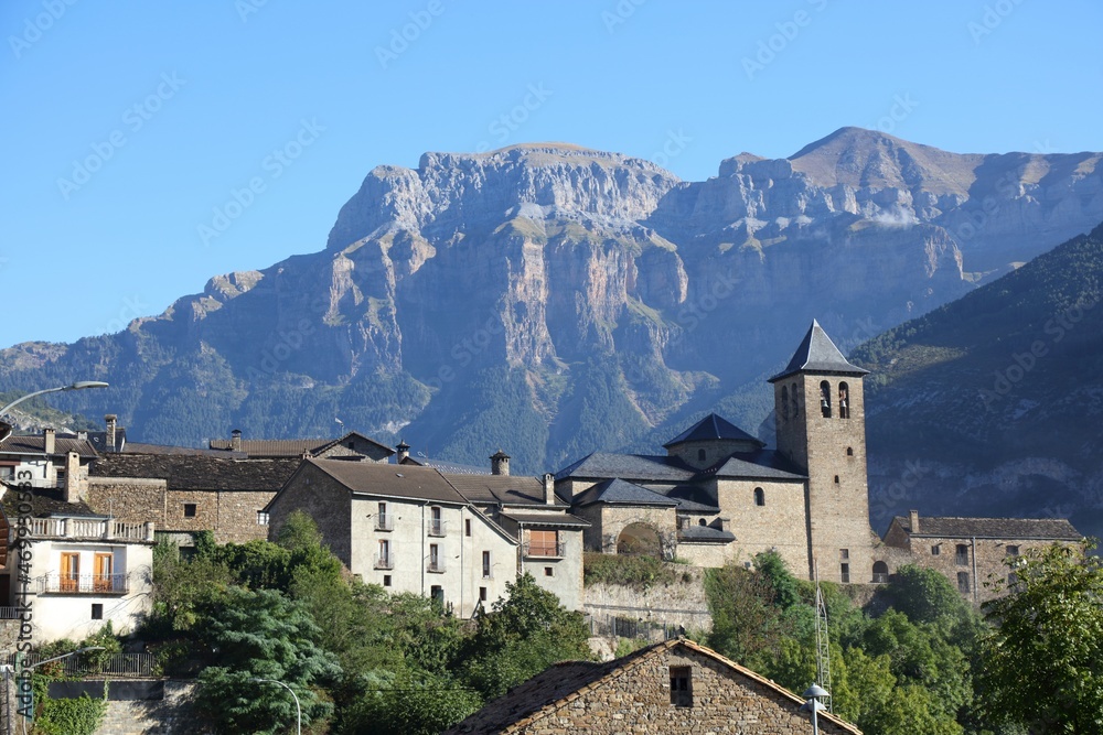Torla town in Pyrenees, Spain