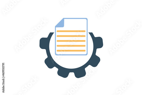 Manual document, big data processing technology, storage and analysis, cogwheel and paper file on white background for website, application, printing, document, poster design, etc. vector EPS10