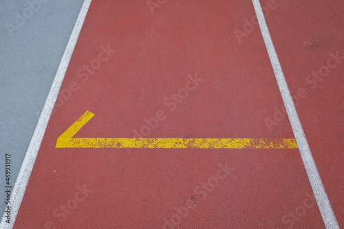 Blank running tracks white in stadium for competition or ordering concept. High quality photo