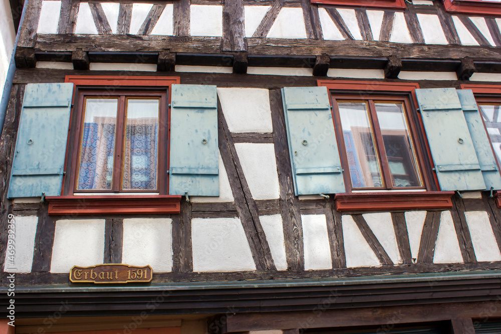 Half-timbered house in the historical Spitalstrasse in Schiltach. Black Forest