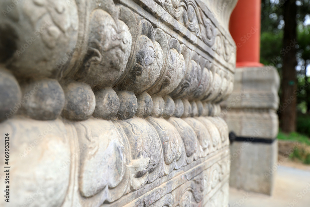 Rock carving, architectural landscape, Beihai Park, Beijing Rock carving, architectural landscape, Beihai Park, Beijing