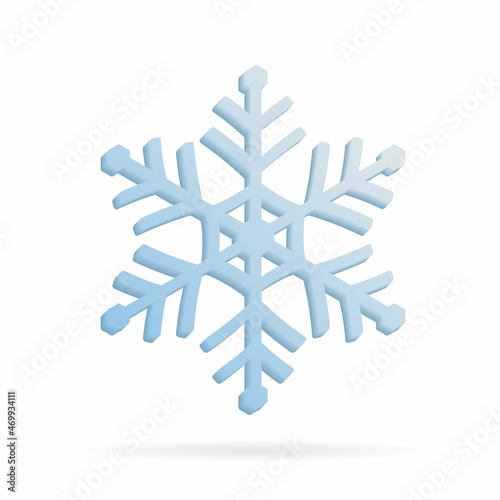 A charming volumetric snowflake with smooth rounded corners. 3 D. Vector illustration.