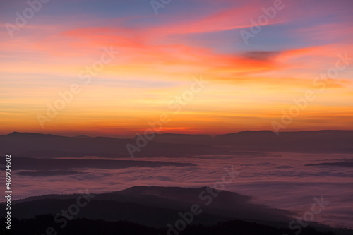 morning time view at the top of Phusuansai national park 1408 msl, Loei province, Thailand
