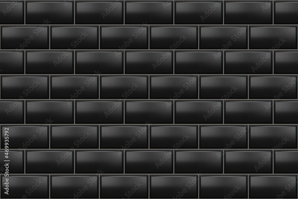 Subway tile pattern. Black seamless brick background. Vector metro wall or  floor texture. Interior glossy mosaic grid with rectangle elements. Stock  Vector | Adobe Stock