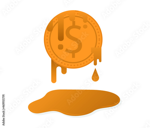 money is losing value. economic crisis concept. melting money. editable vector.
