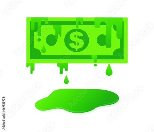 money is losing value. economic crisis concept. melting money. editable vector.
