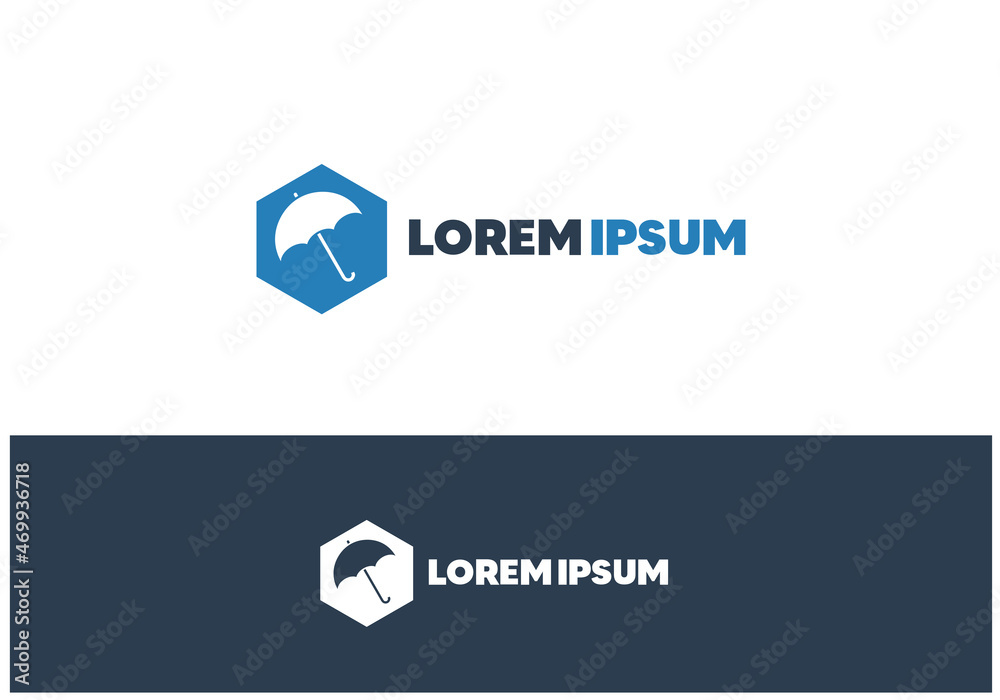 Blue Umbrella hexagon logo vector Blue Umbrella hexagon logo vector