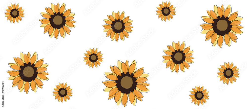 sunflower horizontal banner flowers orange yellow brown background sunflower horizontal banner flowers orange yellow brown background