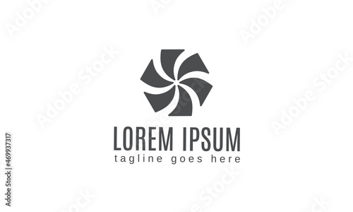 Hexagon windmill monogram logo design template for brand or company