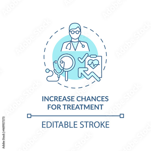 Increase chances of treatment blue concept icon. Annual checkup abstract idea thin line illustration. Healthcare. Yearly medical examination. Vector isolated outline color drawing. Editable stroke