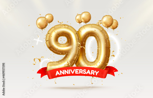 90 years anniversary of the person birthday, balloons in the form of numbers of the year. Vector