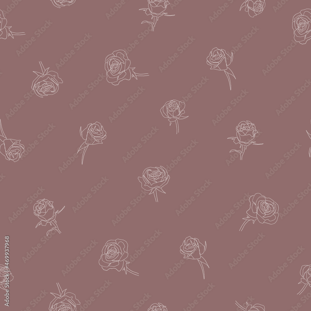 Organic rose flowers pattern background 