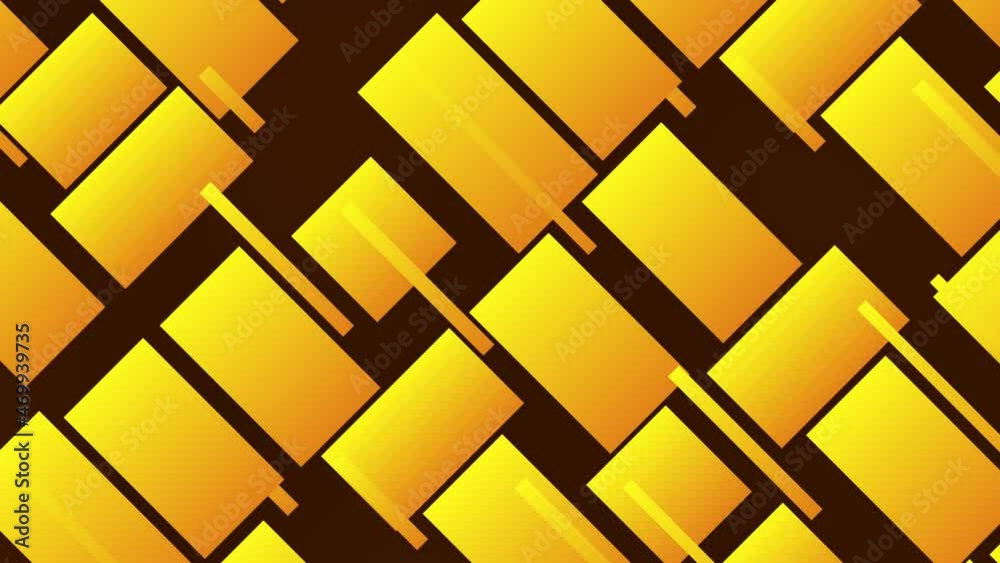 Abstract 3D yellow and orange motion square rectangle box movement background title design footage....
