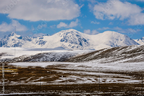 Winter scenery snow mountain road glacier