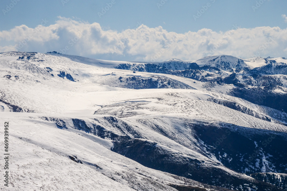 Winter scenery snow mountain road glacier