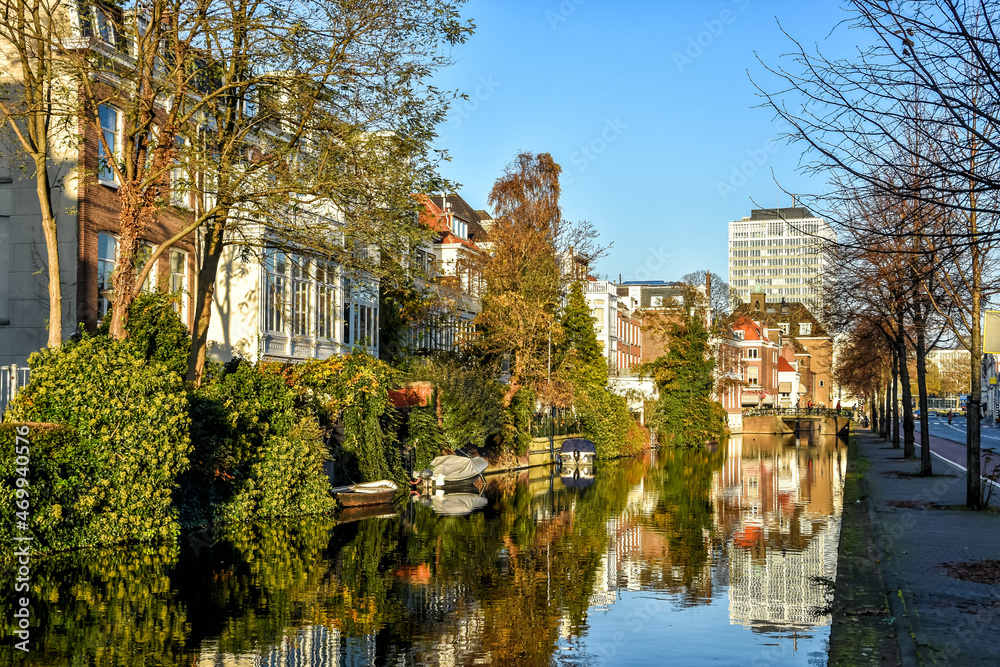 The Mauritskade is a canal and street in The Hague, located between the center and Willemspark. Netherlands, Holland, Europe