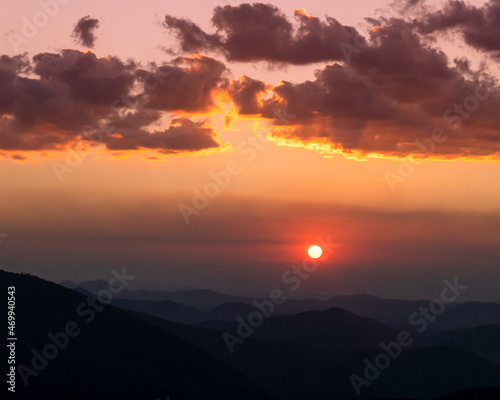 Sunset from Pedra de Itaipava, Petropolis, Rio de Janeiro, Brazil. Pedra de Itaipava is a tourist destination. 