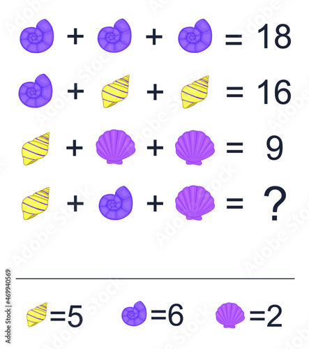 Mathematics educational game for children. Maths game with pictures 