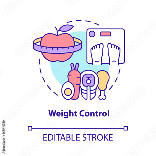 Weight control concept icon. Risk of arthritis reduction abstract idea thin line illustration. Healthy food and diet. Losing weight. Vector isolated outline color drawing. Editable stroke