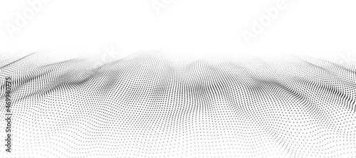 Wave of particles. Digital wave background concept. Abstract technology background. Big data visualization. Vector illustration.