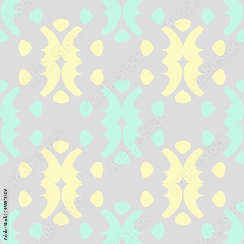 Subtle Pretty Textured Background With Abstract Shapes In Green And Lemon On Grey