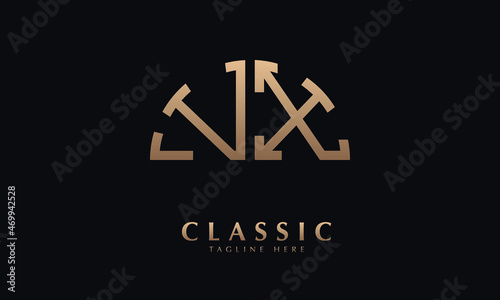 Alphabet VX or XV Half Illustration monogram vector logo template