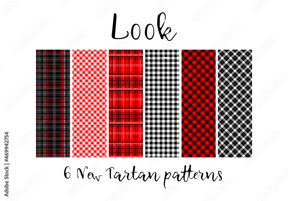 Fototapeta premium Set colorful tartan seamless patterns