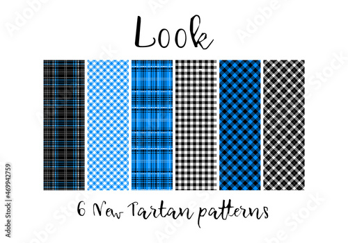 Set colorful tartan seamless patterns