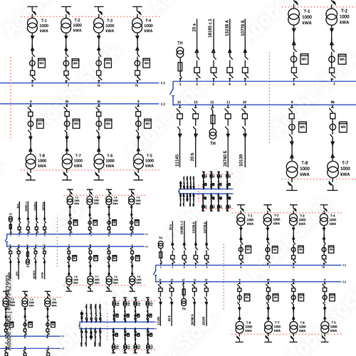 Electric wiring diagram for power transformers